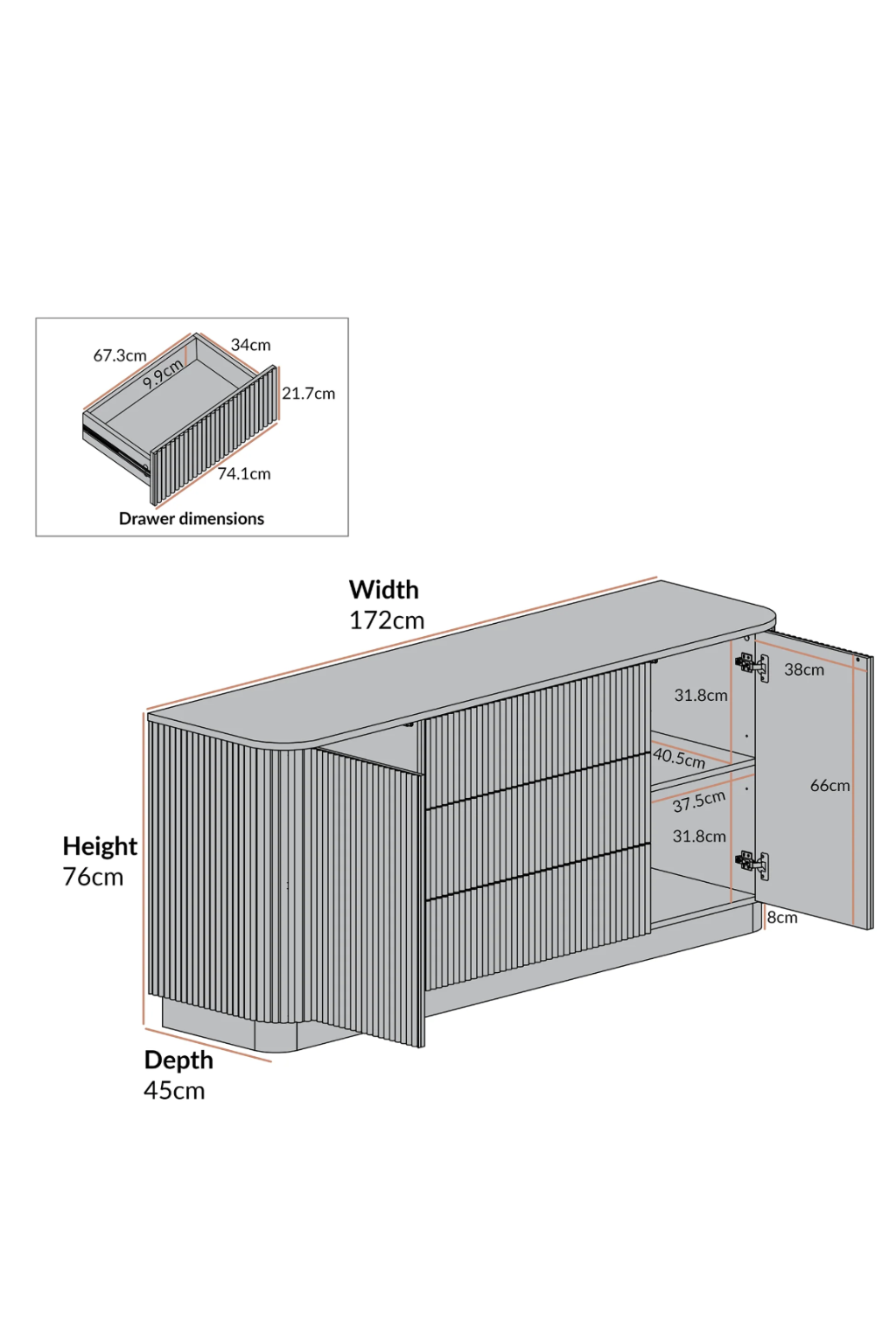 Thrissur 3 Section Sideboard