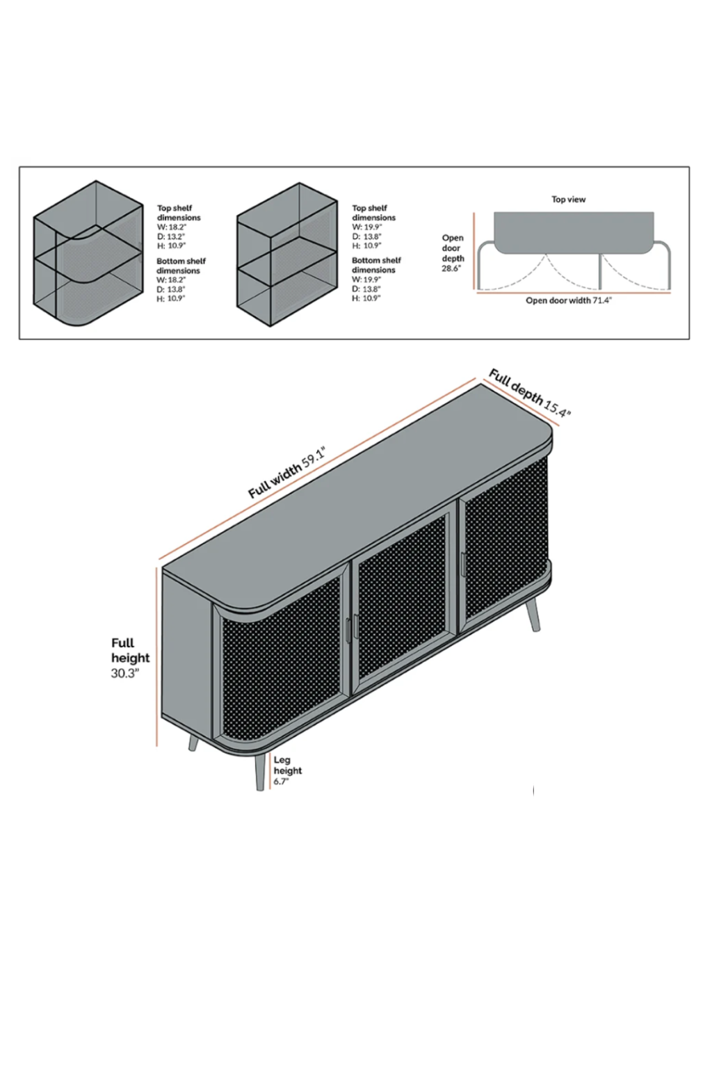 Ranchi 3 Door Sideboard