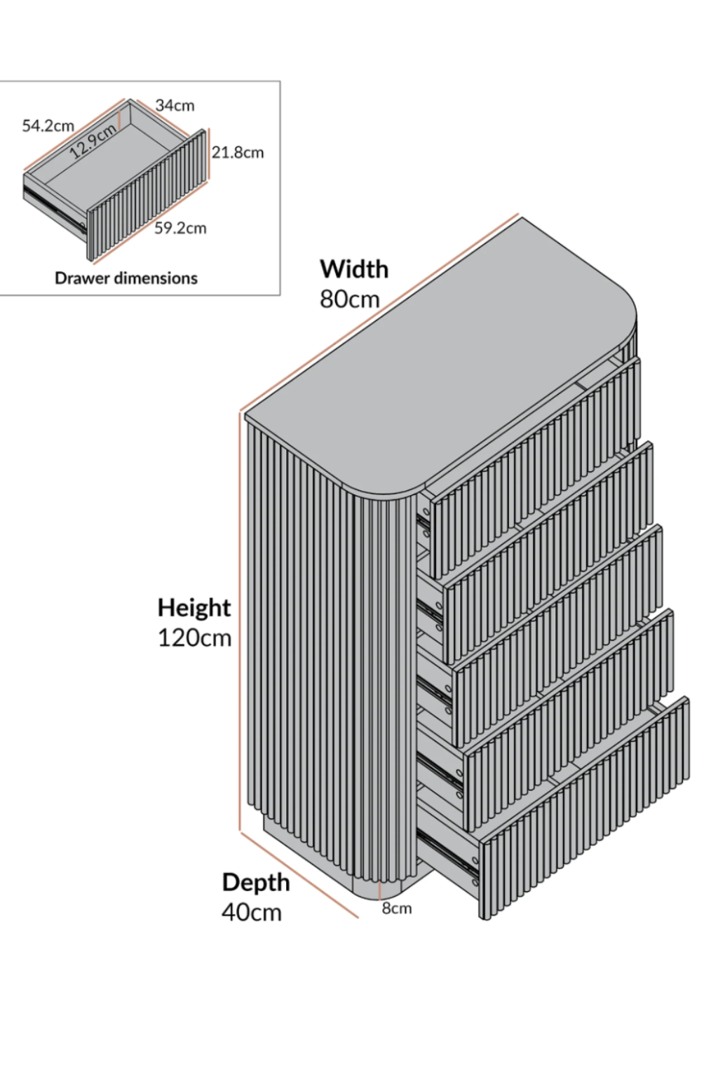Thrissur 5 Drawer Chest