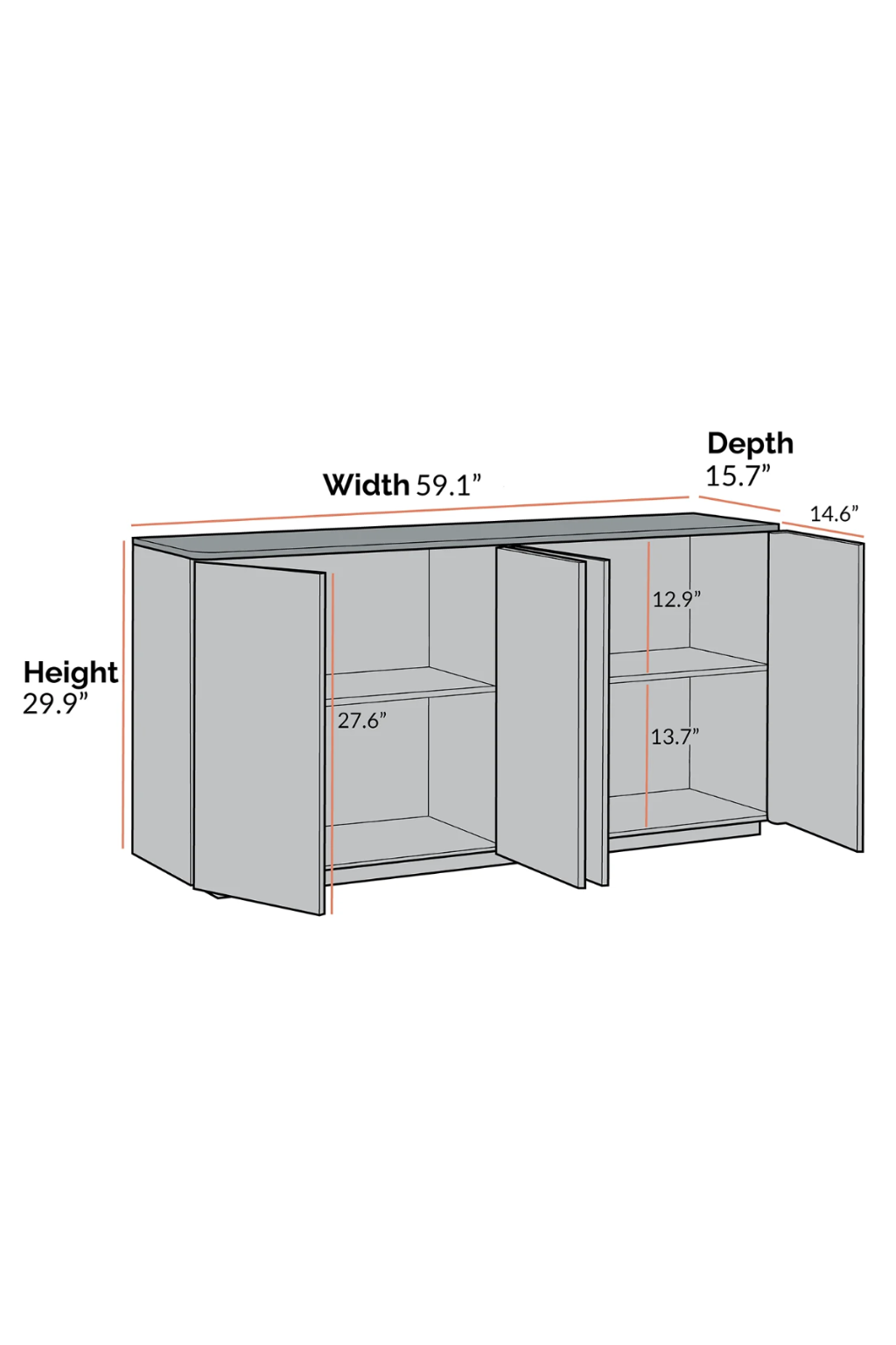 Silchar 4 Door Sideboard